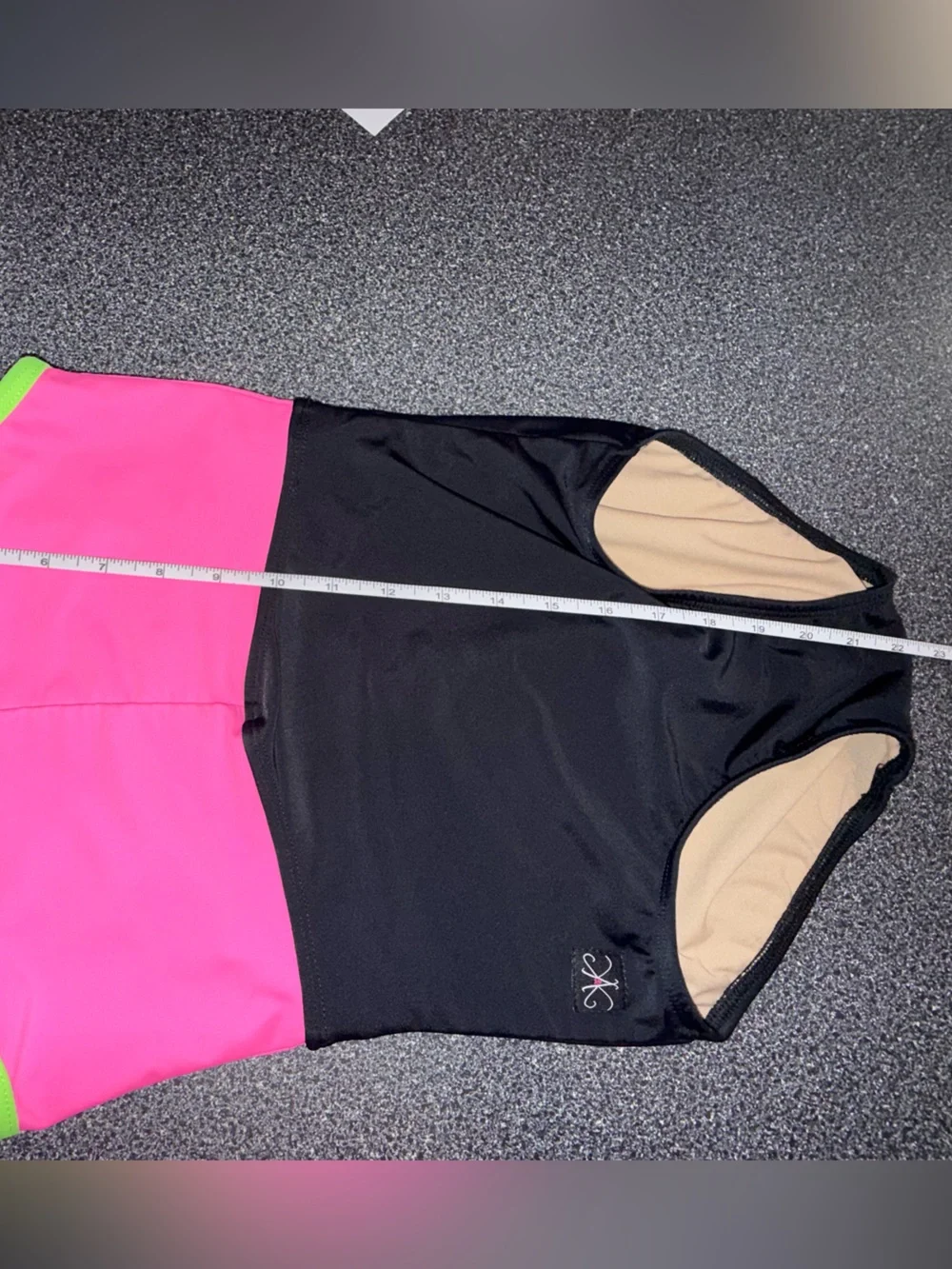 Kandi Kouture Girls Dance Leotard Black Hot Pink and Lime Size Child X-Large